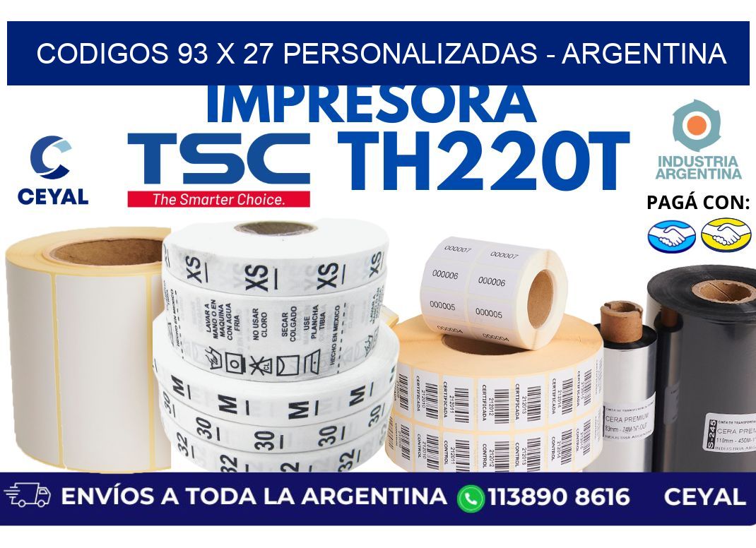 codigos 93 x 27 personalizadas – Argentina