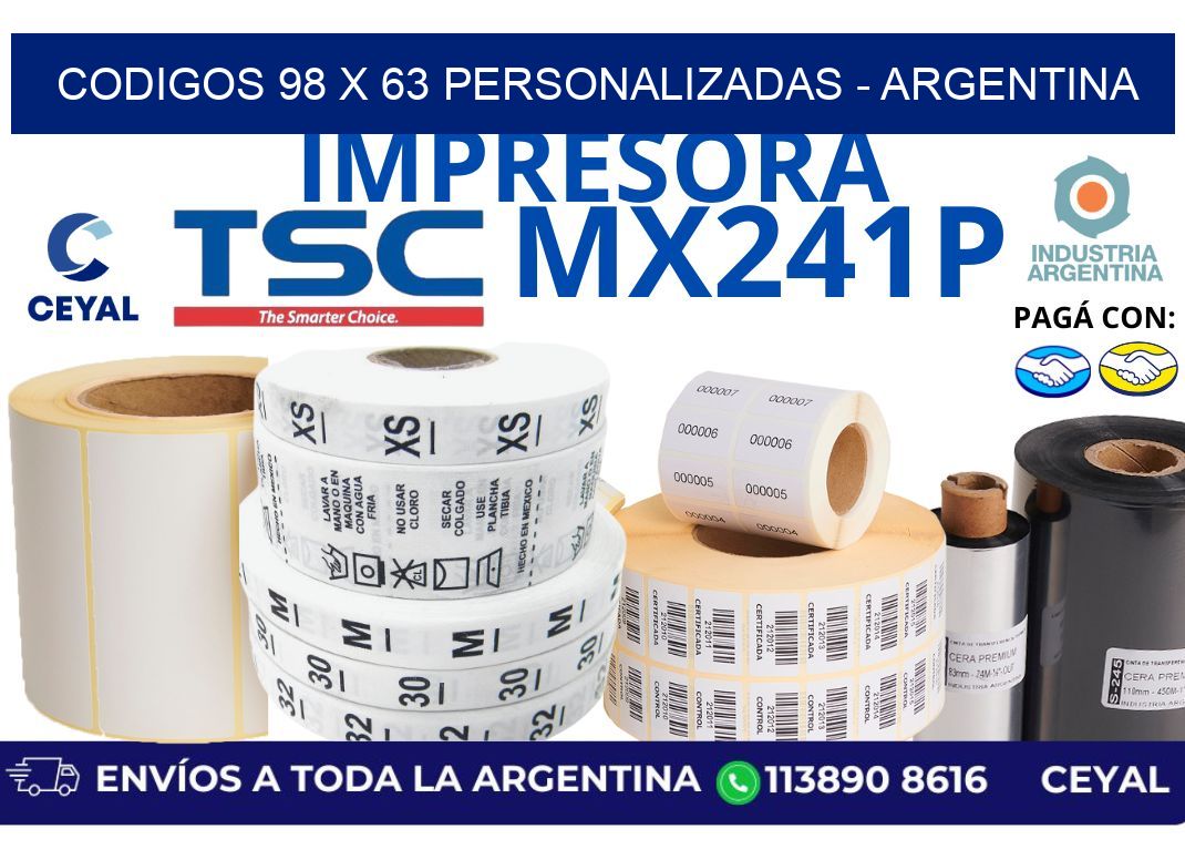 codigos 98 x 63 personalizadas - Argentina