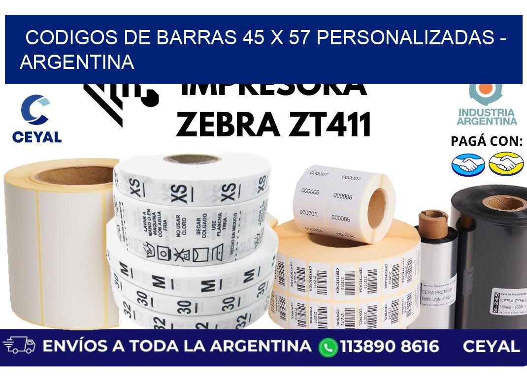 codigos de barras 45 x 57 personalizadas - Argentina