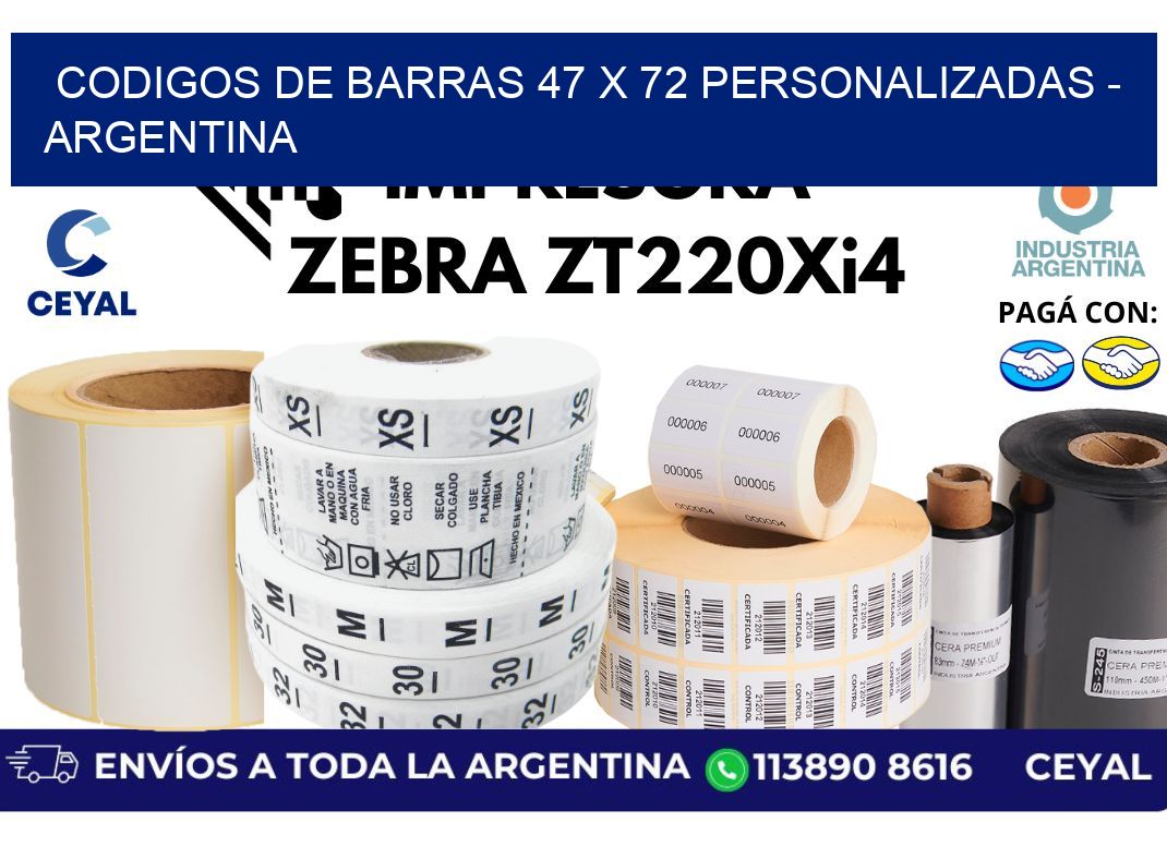 codigos de barras 47 x 72 personalizadas - Argentina
