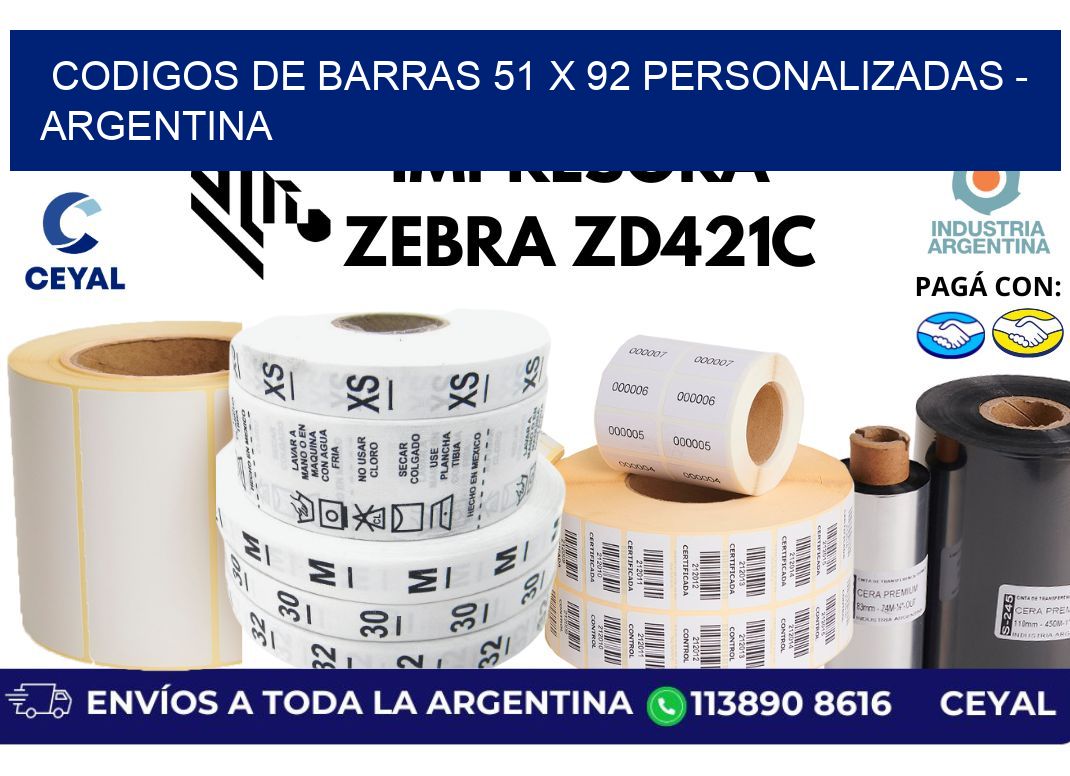 codigos de barras 51 x 92 personalizadas - Argentina