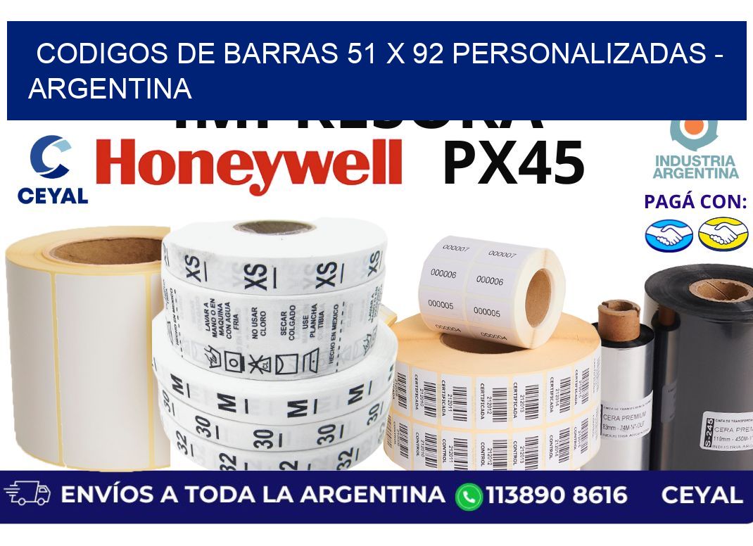 codigos de barras 51 x 92 personalizadas – Argentina
