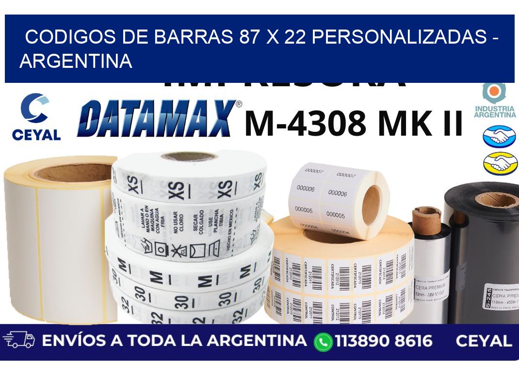codigos de barras 87 x 22 personalizadas – Argentina
