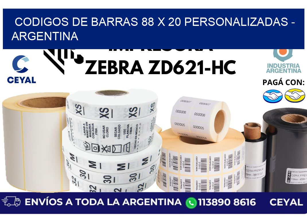 codigos de barras 88 x 20 personalizadas - Argentina