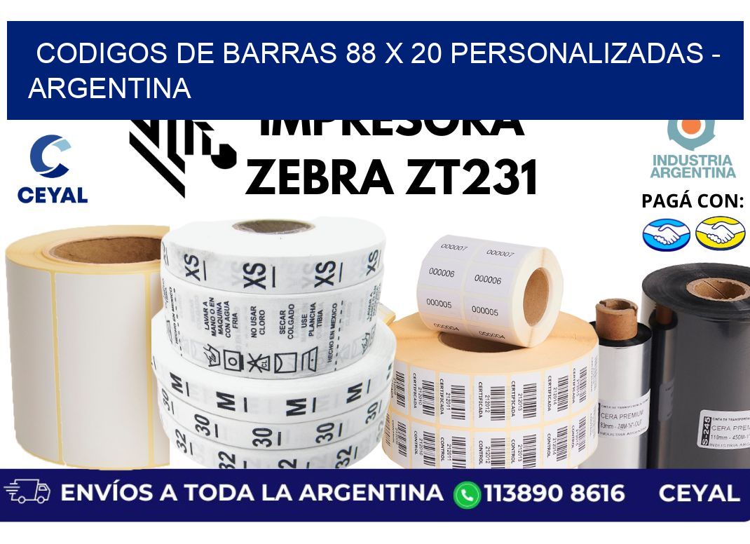 codigos de barras 88 x 20 personalizadas – Argentina