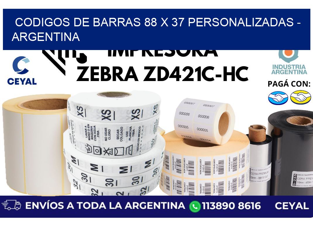 codigos de barras 88 x 37 personalizadas - Argentina