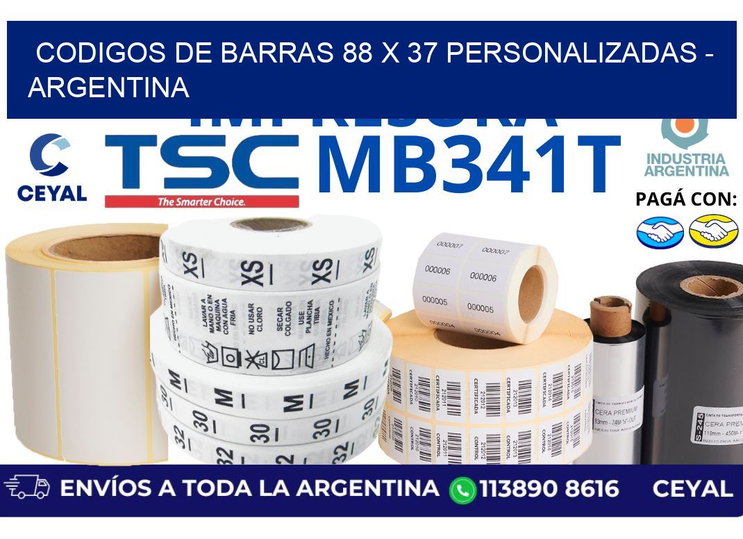 codigos de barras 88 x 37 personalizadas - Argentina