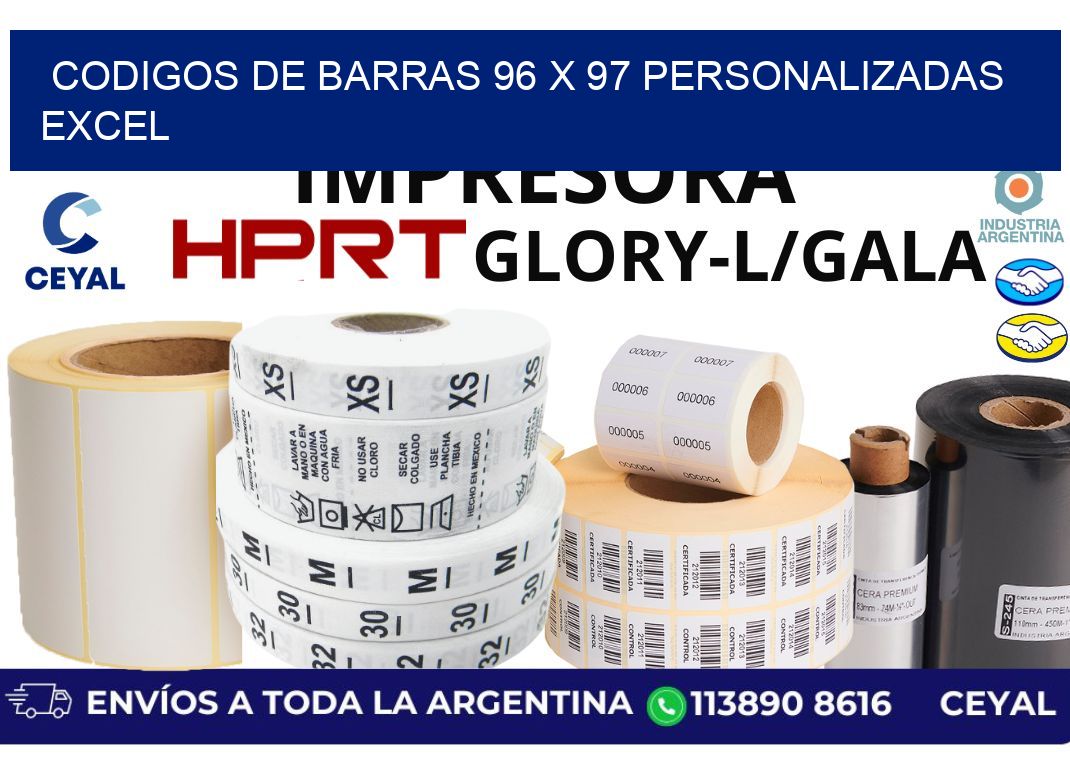 codigos de barras 96 x 97 personalizadas excel
