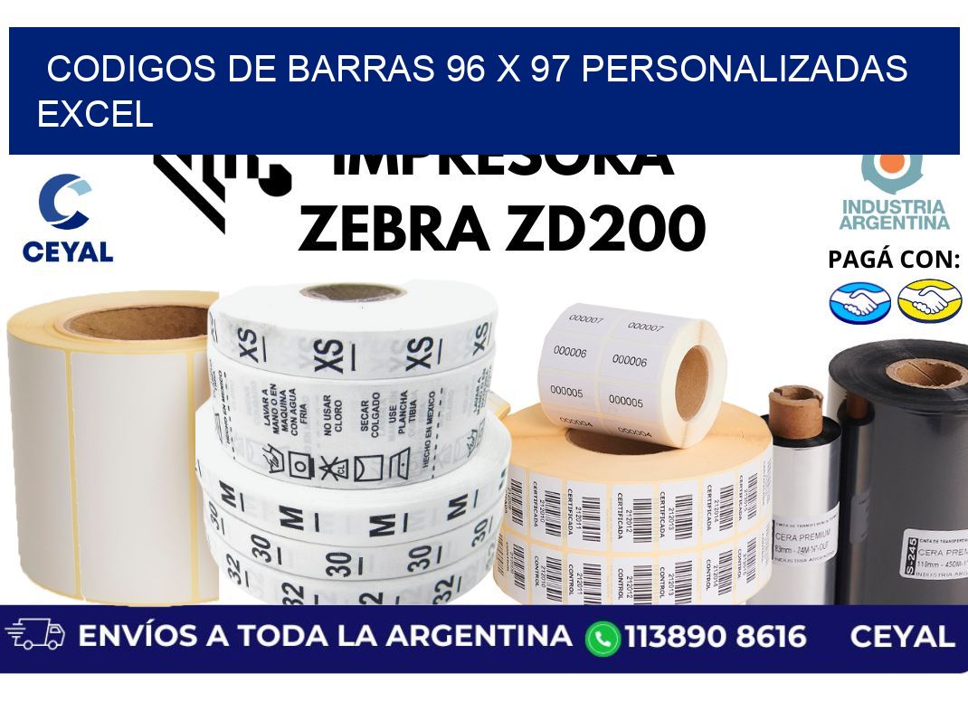 codigos de barras 96 x 97 personalizadas excel