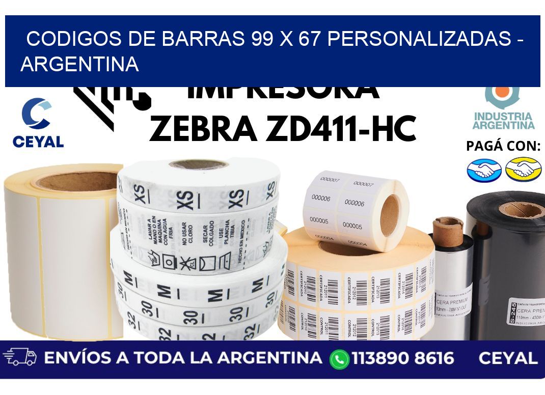 codigos de barras 99 x 67 personalizadas - Argentina