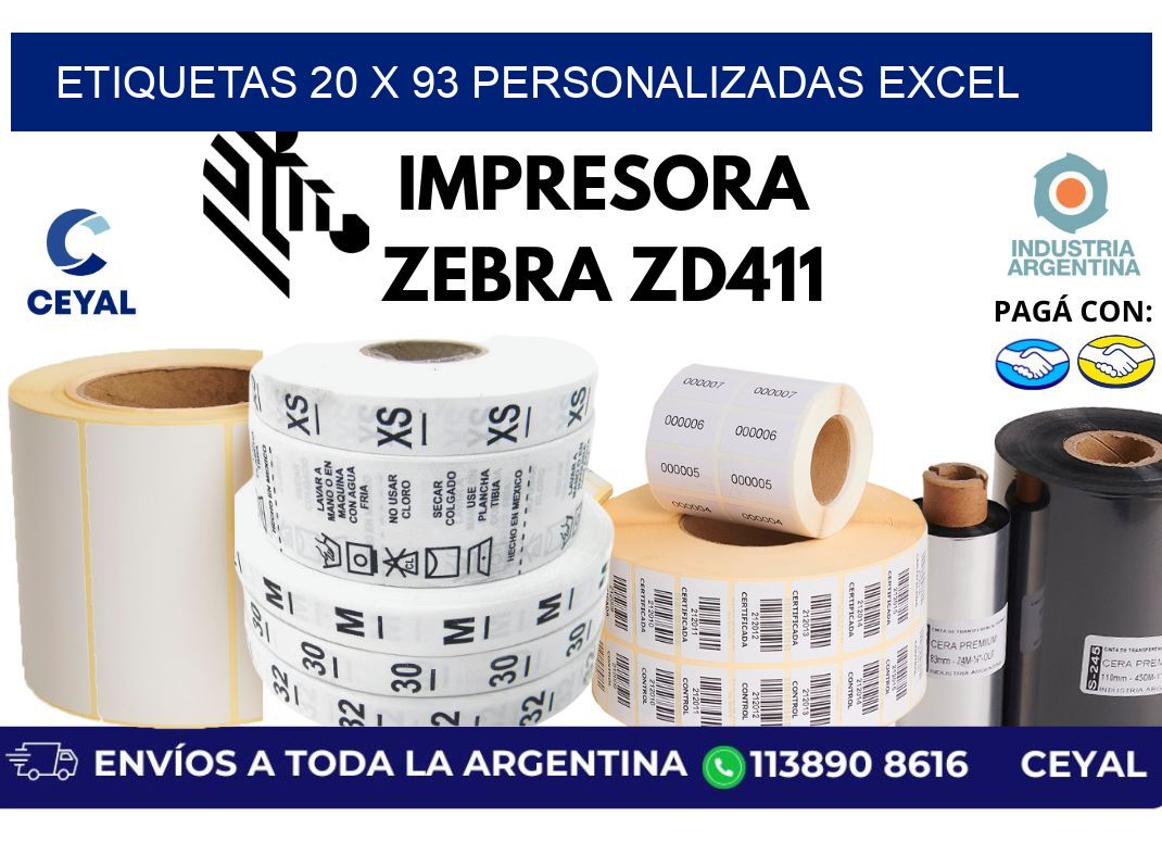 etiquetas 20 x 93 personalizadas excel