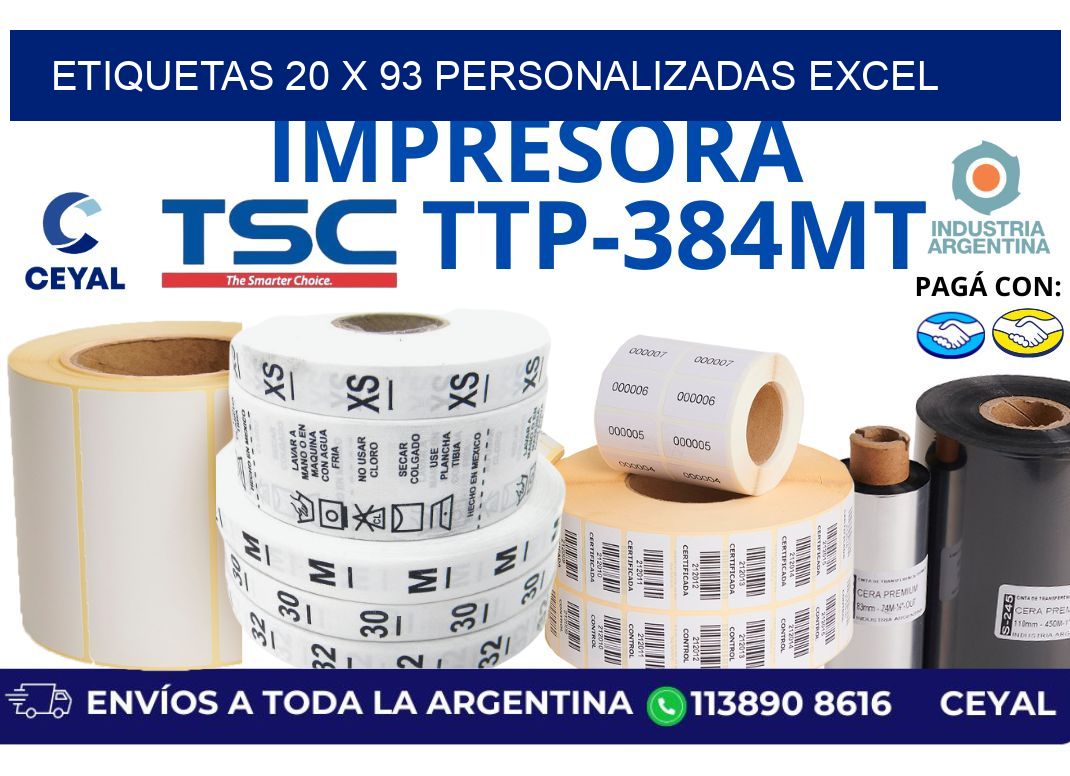 etiquetas 20 x 93 personalizadas excel