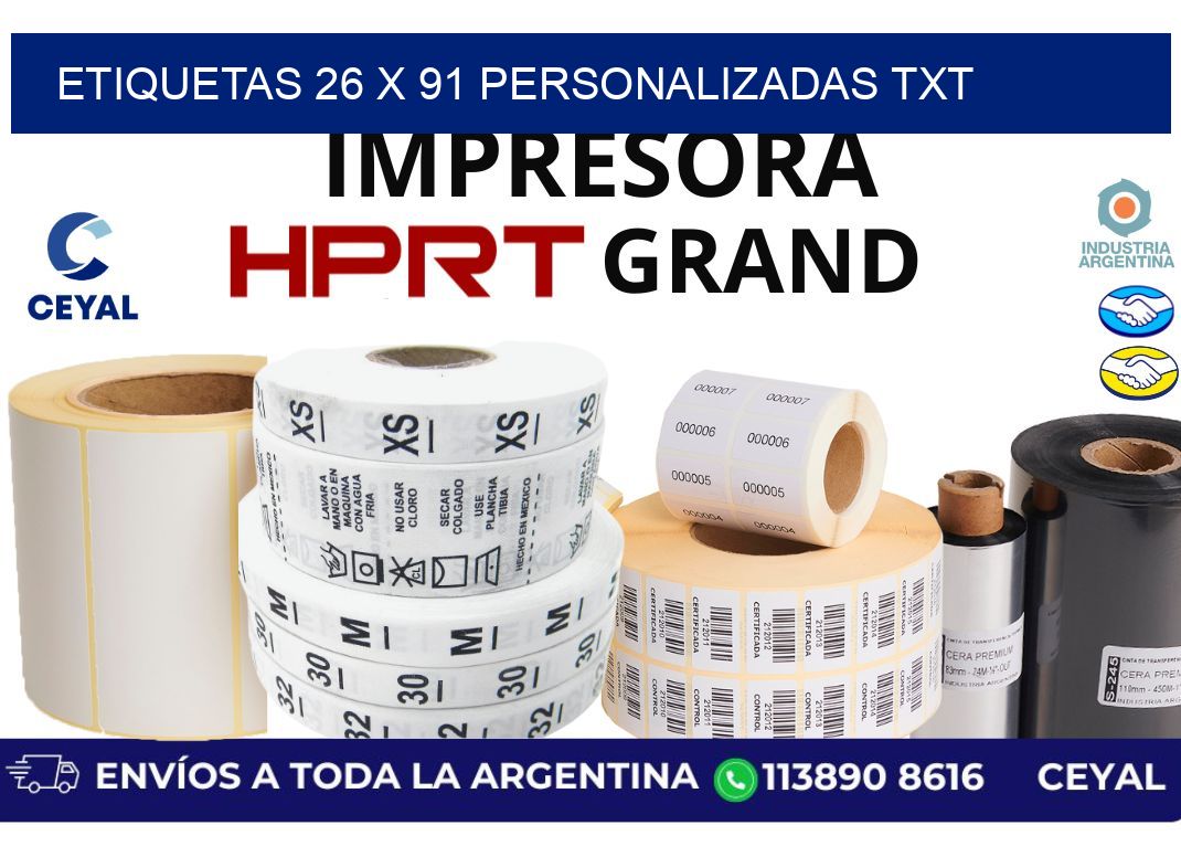 etiquetas 26 x 91 personalizadas txt
