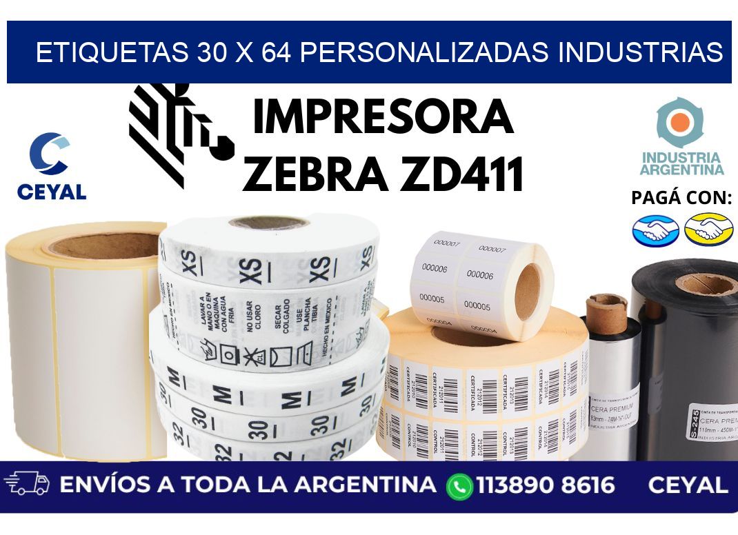 etiquetas 30 x 64 personalizadas industrias