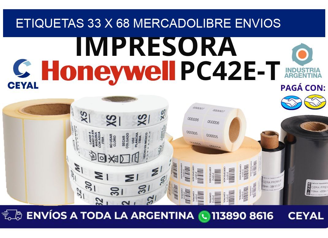 etiquetas 33 x 68 mercadolibre envios