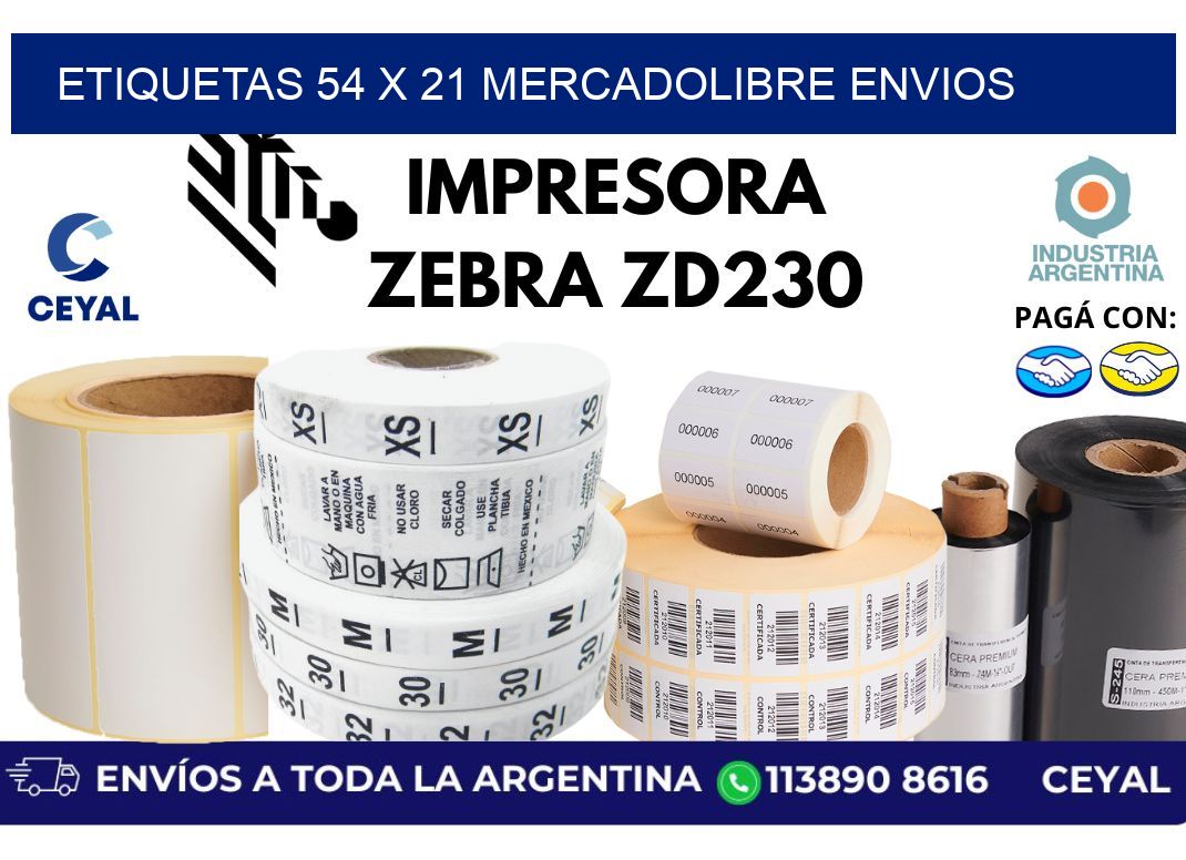 etiquetas 54 x 21 mercadolibre envios