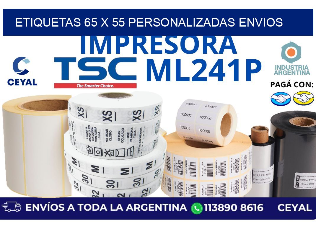 etiquetas 65 x 55 personalizadas envios