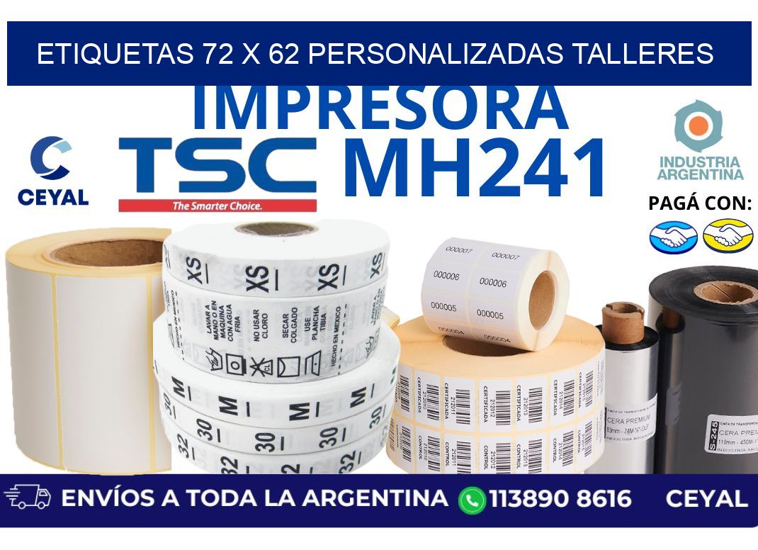 etiquetas 72 x 62 personalizadas talleres