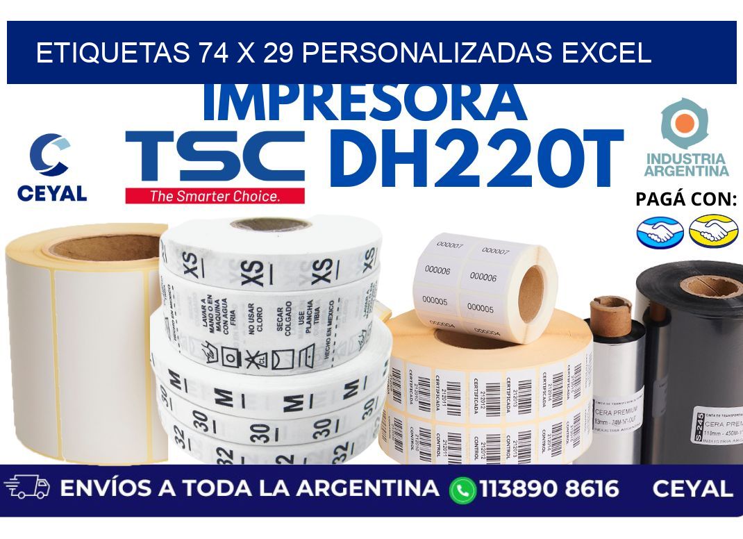 etiquetas 74 x 29 personalizadas excel