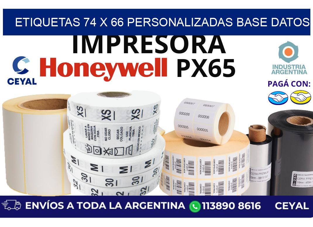 etiquetas 74 x 66 personalizadas base datos