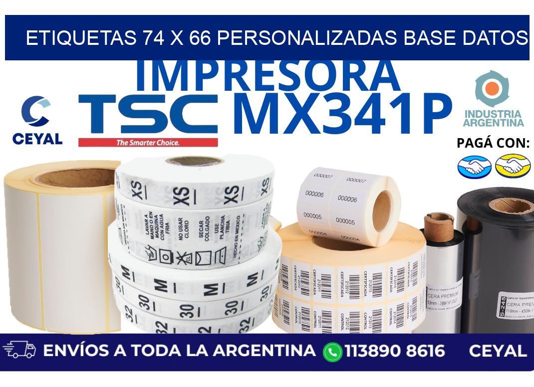 etiquetas 74 x 66 personalizadas base datos