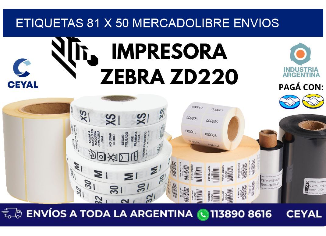 etiquetas 81 x 50 mercadolibre envios