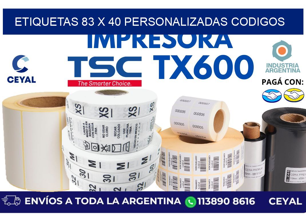 etiquetas 83 x 40 personalizadas codigos