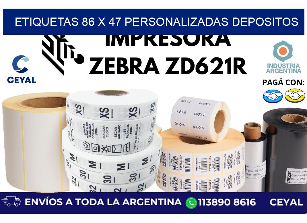 etiquetas 86 x 47 personalizadas depositos