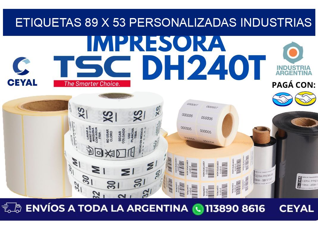 etiquetas 89 x 53 personalizadas industrias