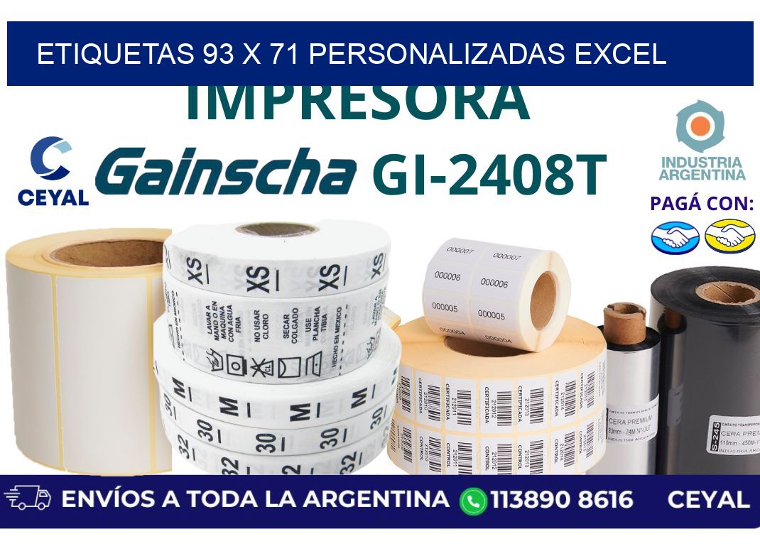 etiquetas 93 x 71 personalizadas excel
