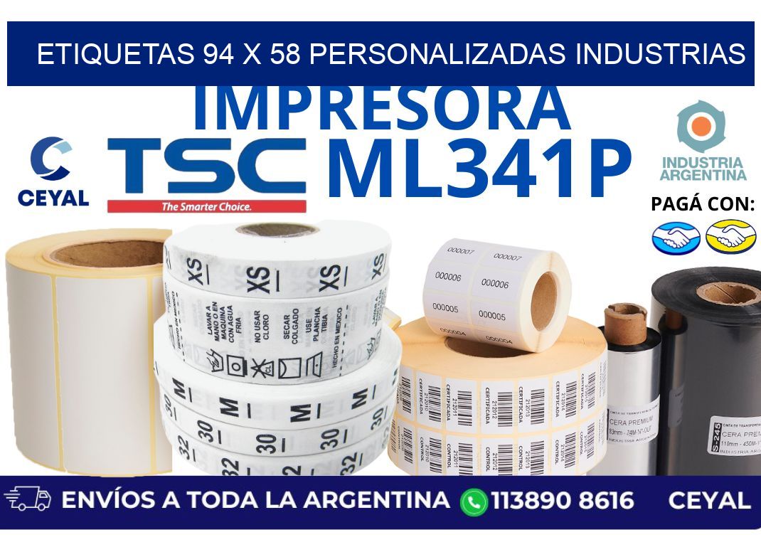 etiquetas 94 x 58 personalizadas industrias