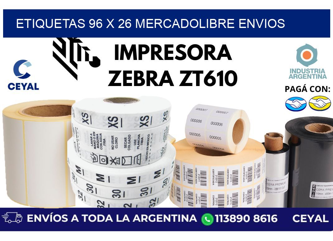 etiquetas 96 x 26 mercadolibre envios