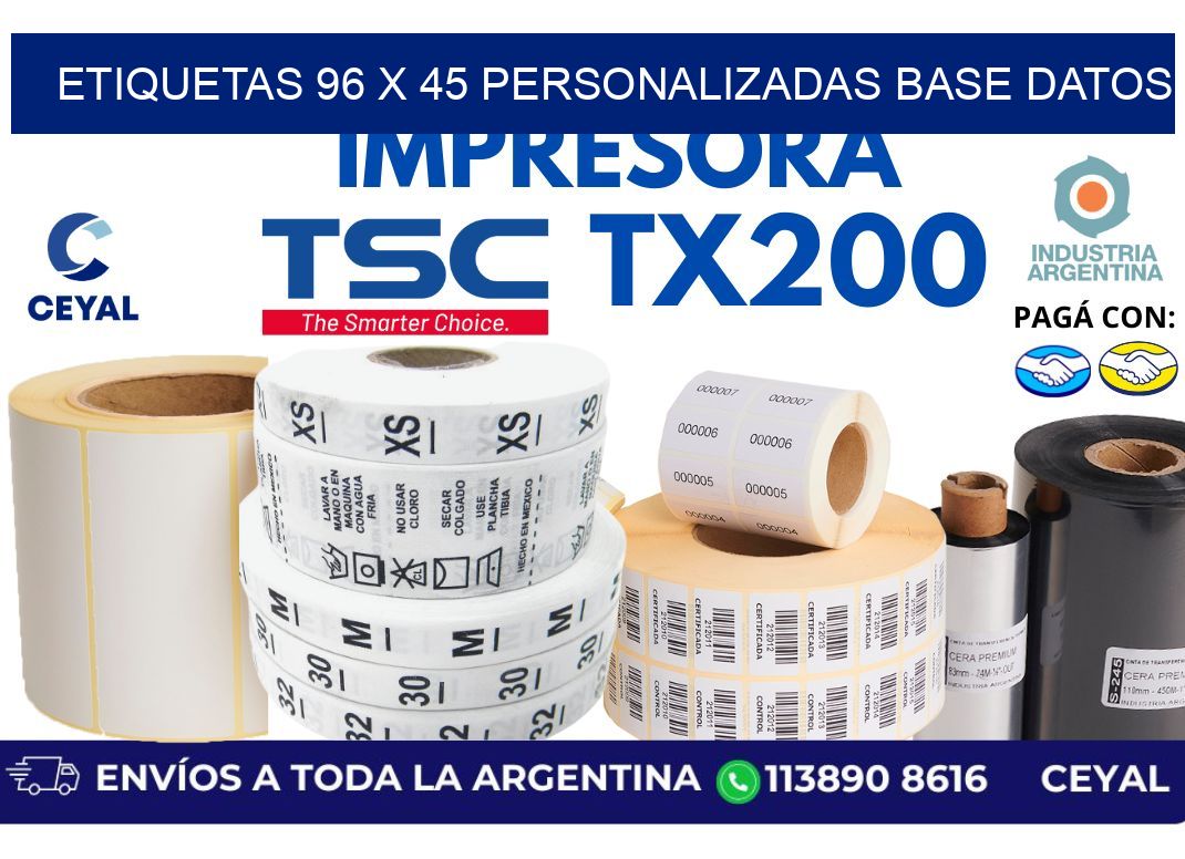 etiquetas 96 x 45 personalizadas base datos