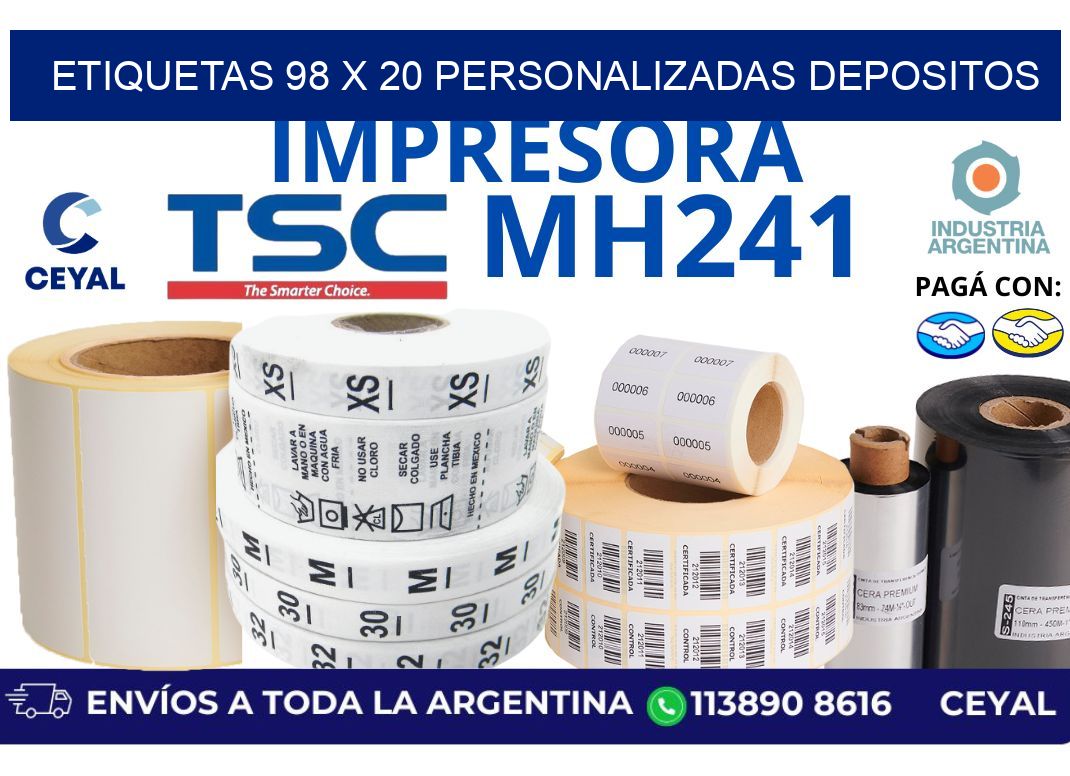 etiquetas 98 x 20 personalizadas depositos