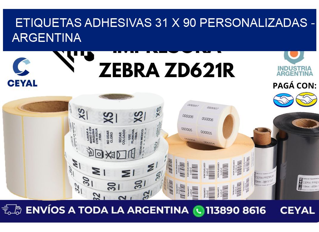 etiquetas adhesivas 31 x 90 personalizadas - Argentina