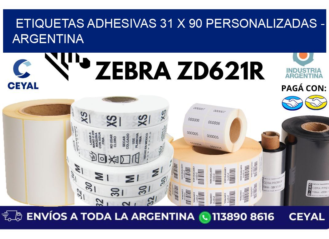 etiquetas adhesivas 31 x 90 personalizadas - Argentina