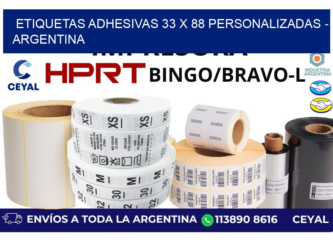 etiquetas adhesivas 33 x 88 personalizadas - Argentina