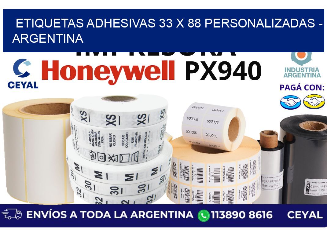 etiquetas adhesivas 33 x 88 personalizadas - Argentina