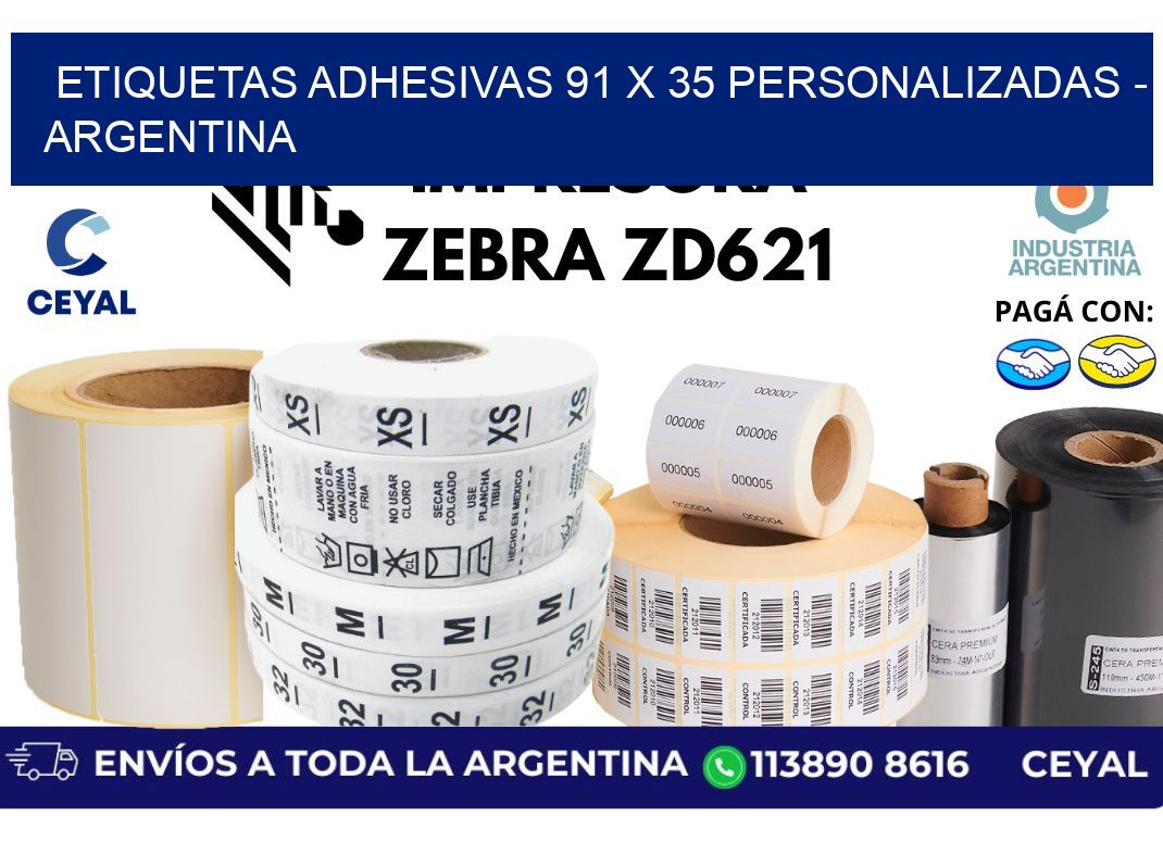 etiquetas adhesivas 91 x 35 personalizadas - Argentina