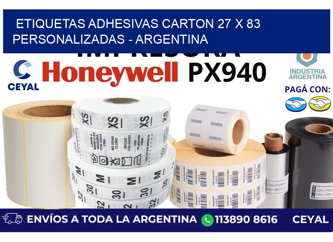 etiquetas adhesivas carton 27 x 83 personalizadas - Argentina