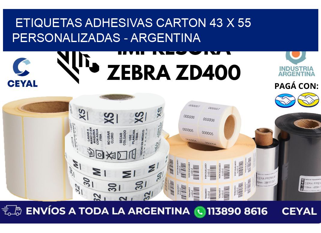 etiquetas adhesivas carton 43 x 55 personalizadas - Argentina