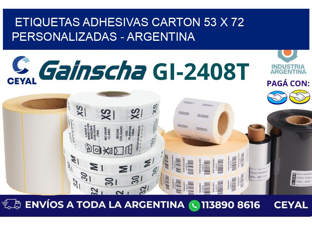 etiquetas adhesivas carton 53 x 72 personalizadas - Argentina