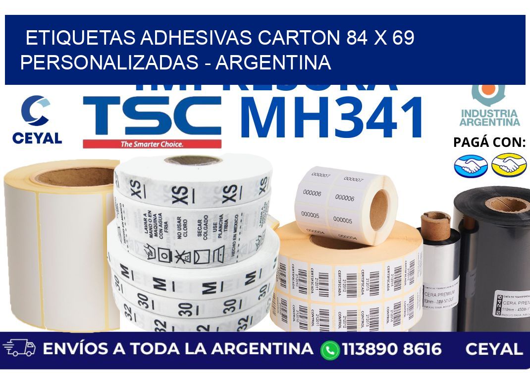 etiquetas adhesivas carton 84 x 69 personalizadas - Argentina