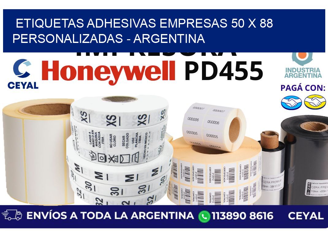 etiquetas adhesivas empresas 50 x 88 personalizadas - Argentina