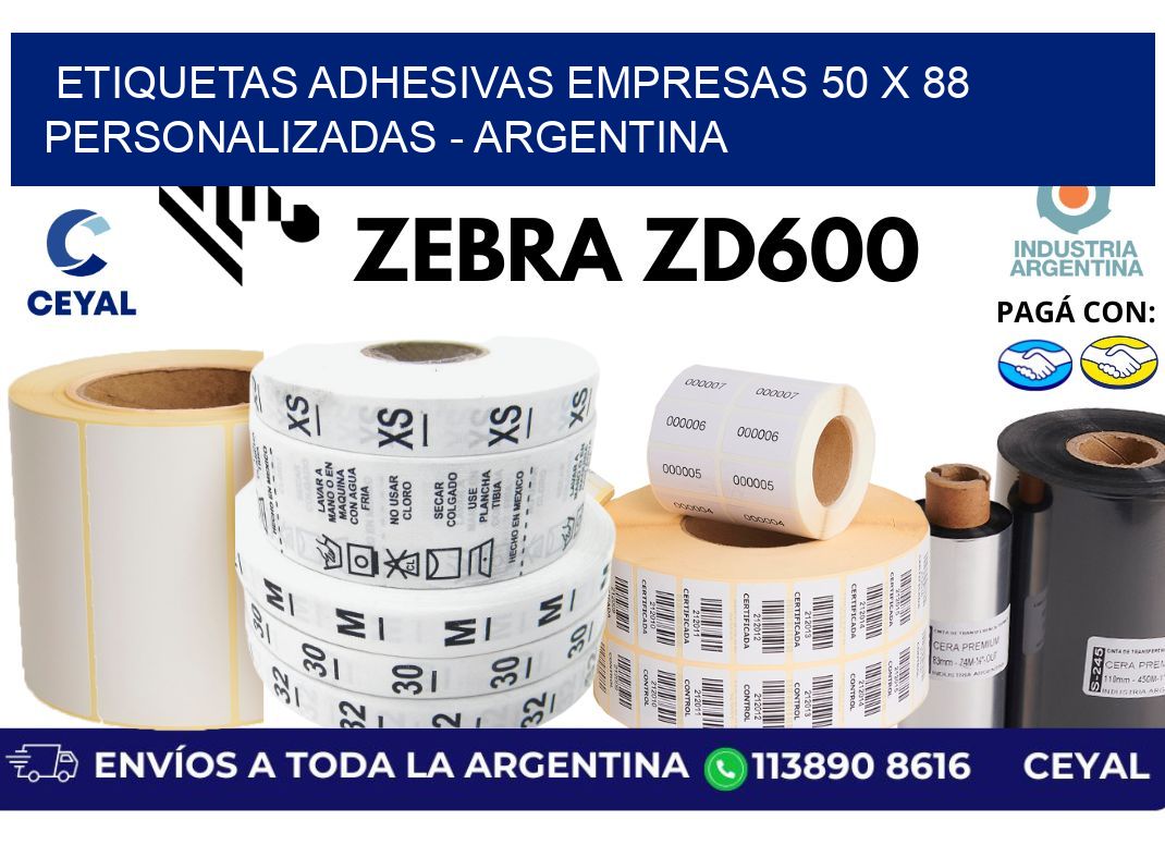 etiquetas adhesivas empresas 50 x 88 personalizadas – Argentina