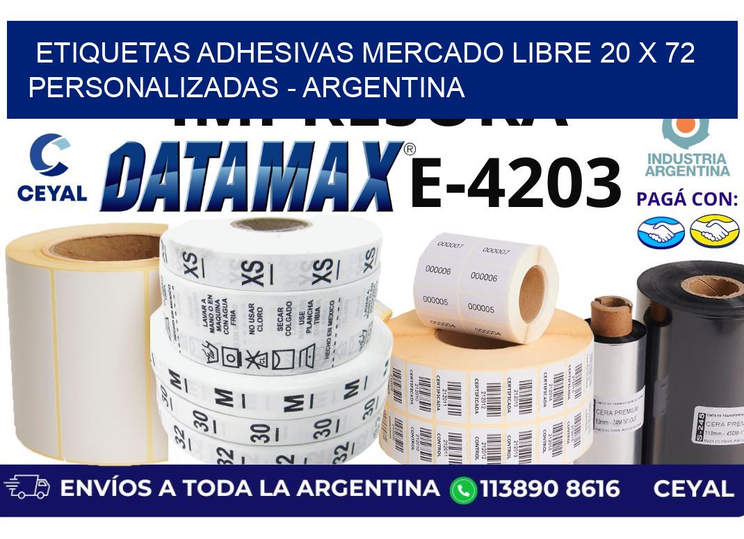 etiquetas adhesivas mercado libre 20 x 72 personalizadas - Argentina