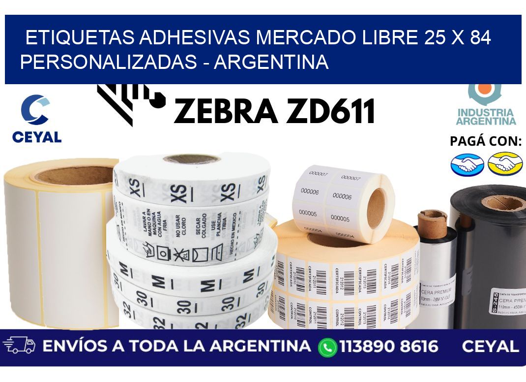 etiquetas adhesivas mercado libre 25 x 84 personalizadas – Argentina