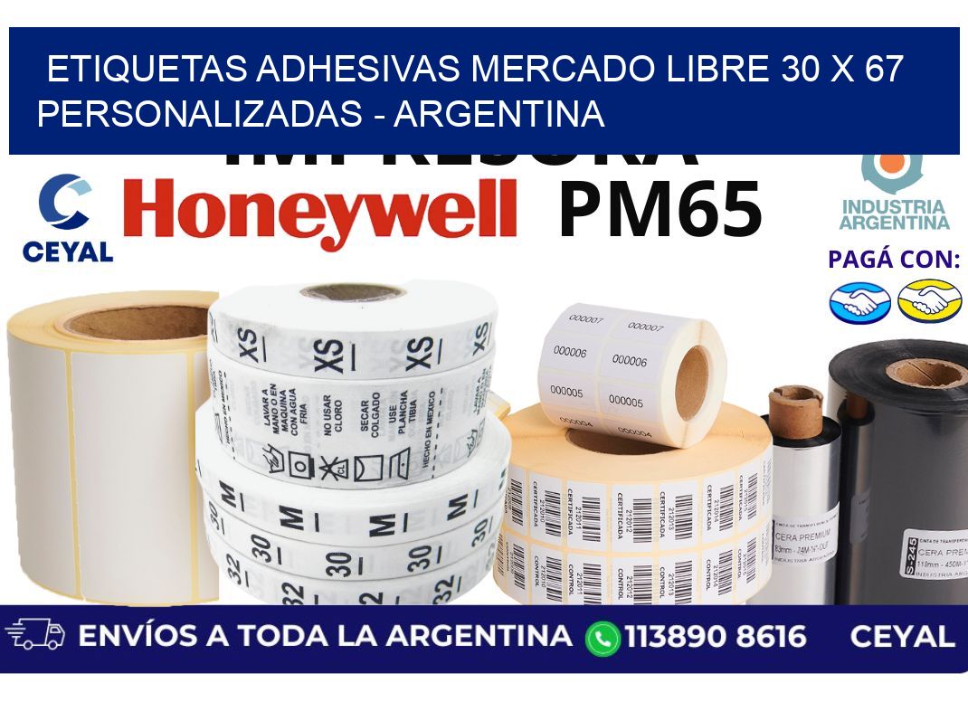 etiquetas adhesivas mercado libre 30 x 67 personalizadas - Argentina