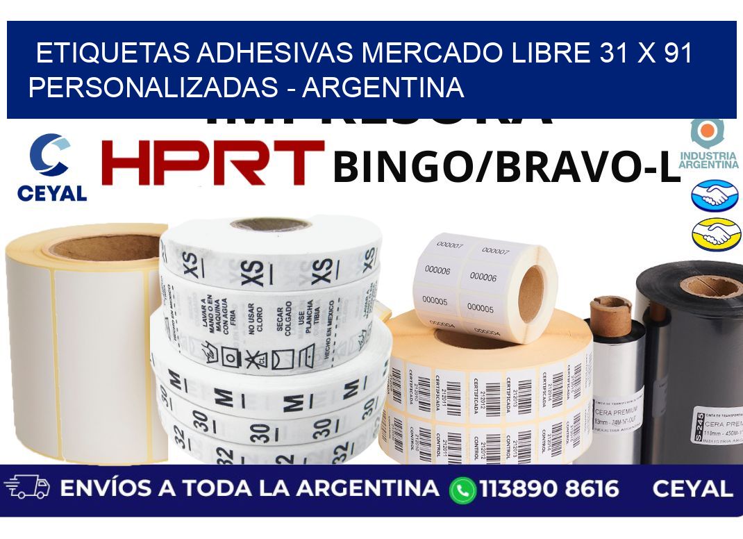 etiquetas adhesivas mercado libre 31 x 91 personalizadas - Argentina