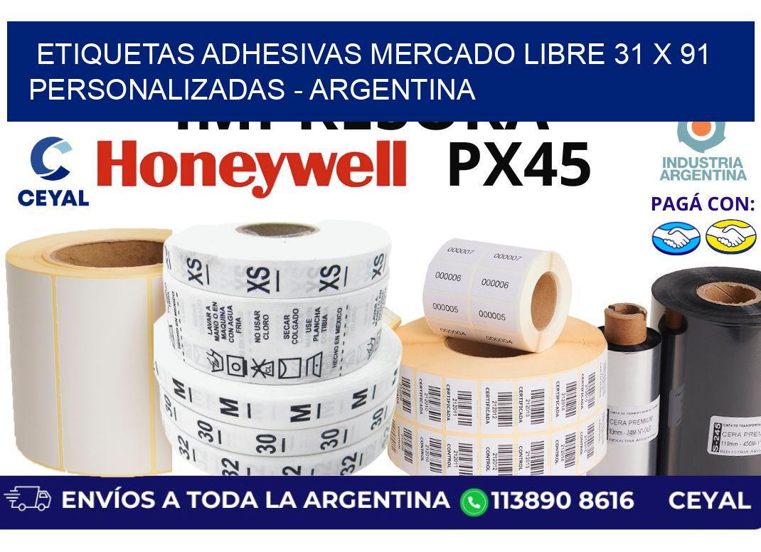 etiquetas adhesivas mercado libre 31 x 91 personalizadas - Argentina